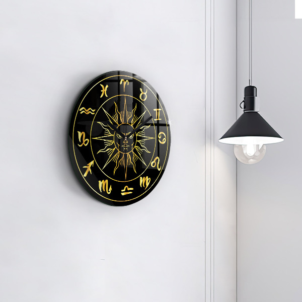 Reloj de pared redondo Signos zodiacales dorados