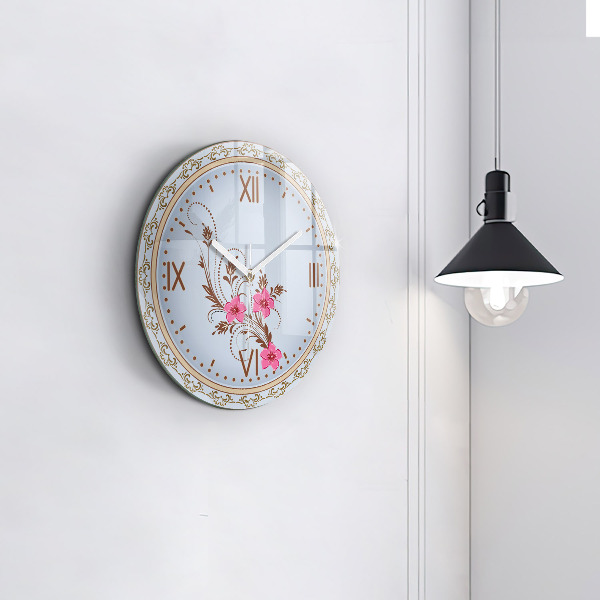 Reloj de cristal redondo Flores rosas
