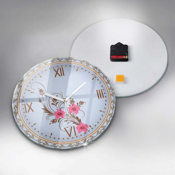 Reloj de cristal redondo Flores rosas