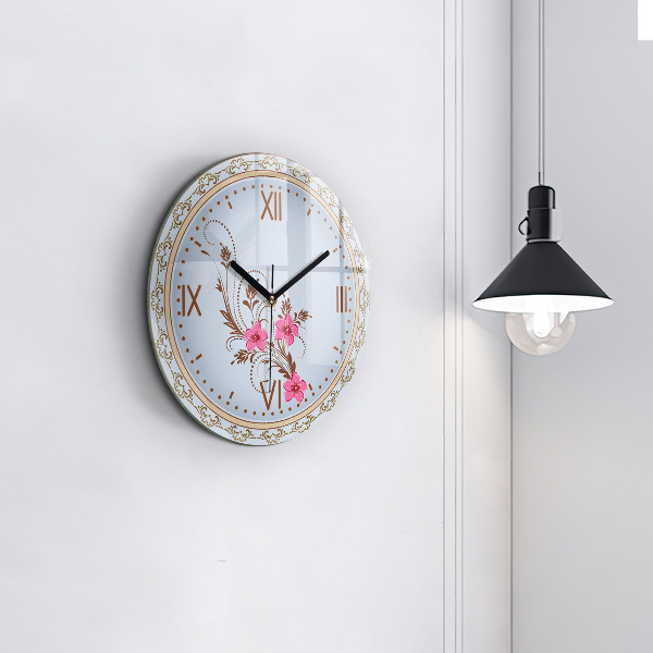 Reloj de cristal redondo Flores rosas