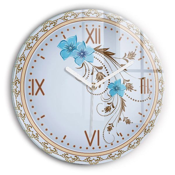 Reloj de pared redondo Flores azules