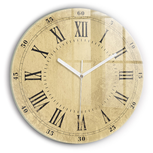 Reloj de cristal redondo Números romanos marrones