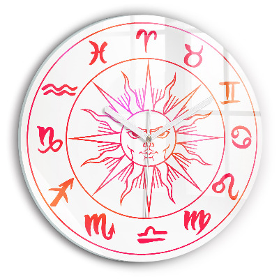 Reloj de cristal redondo Signos zodiacales de colores
