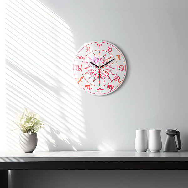 Reloj de cristal redondo Signos zodiacales de colores