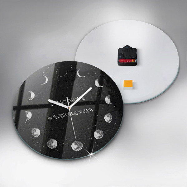 Reloj de pared redondo Fases de la luna e inscripción
