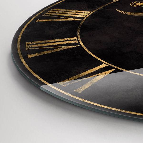 Reloj de cristal redondo Números romanos dorados